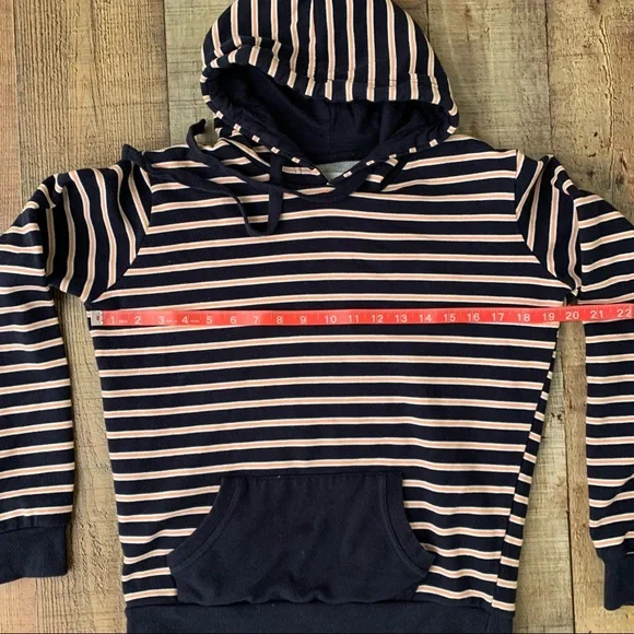 Cotton on womens navy blue orange white striped hoodie sweatshirt hooded sweater - Picture 3 of 7